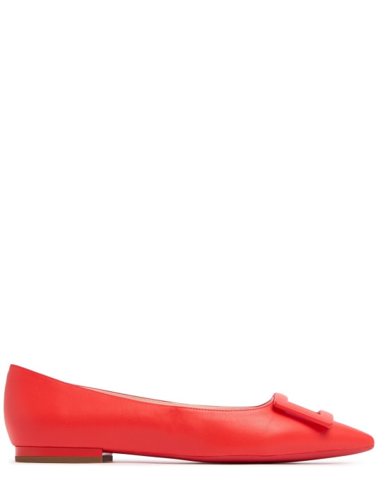 Roger Vivier: 5mm Gommettine leather ballerina flats - women_0 | Luisa Via Roma