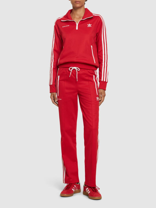 adidas Originals: Pantaloni sportivi Sporty & Rich - Rosso/Bianco - women_1 | Luisa Via Roma