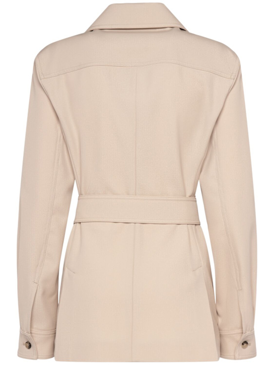 Max Mara: Pulvino gabardine safari jacket - Light Beige - women_3 | Luisa Via Roma