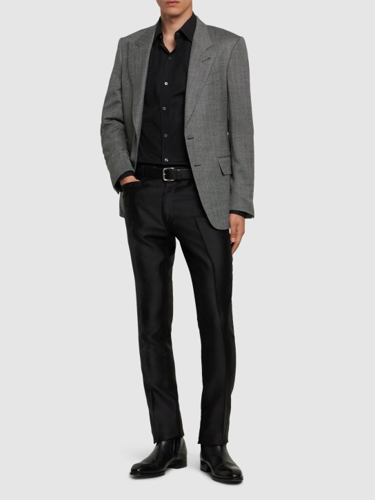 Tom Ford: Wool blend twill straight pants - men_1 | Luisa Via Roma