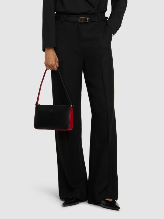 Christian Louboutin: Loubila leather shoulder bag - Siyah/Kırmızı - women_1 | Luisa Via Roma