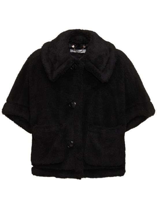 Max Mara: New Terzo1 teddy cape - Black - women_0 | Luisa Via Roma