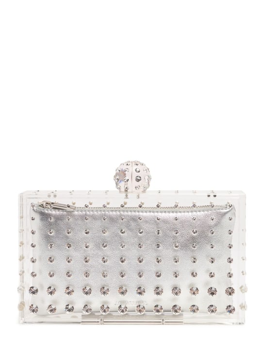 Aquazzura: Tequila resin clutch w/crystals - Palladium/Crystal - women_0 | Luisa Via Roma