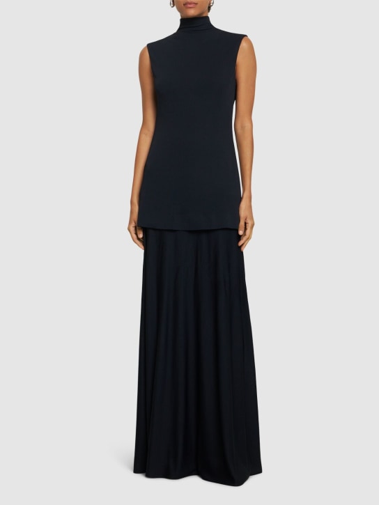 Jil Sander: Fluid viscose crepe long dress - Navy - women_1 | Luisa Via Roma