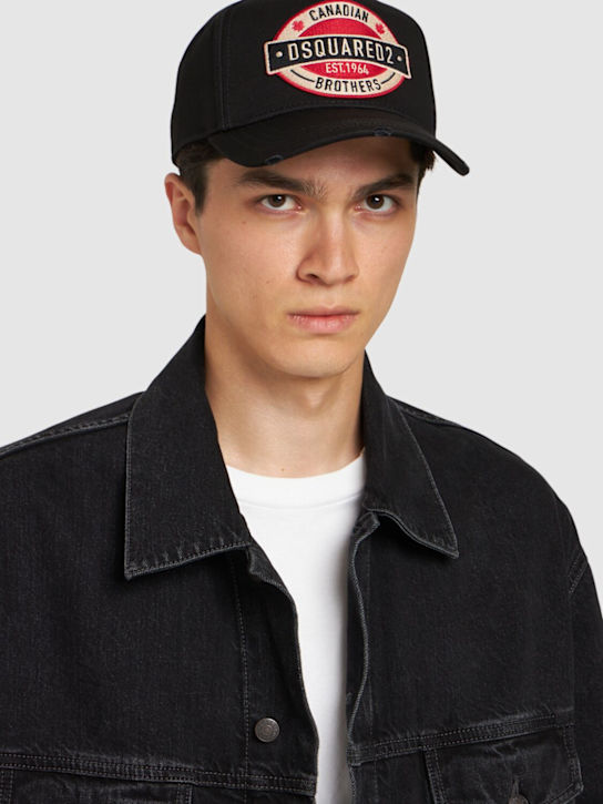 Dsquared2: Casquette en coton Canadian Brothers - men_1 | Luisa Via Roma