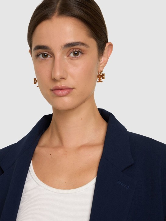 Tory Burch: Eleanor hidden hoop earrings - Tory Gold - women_1 | Luisa Via Roma