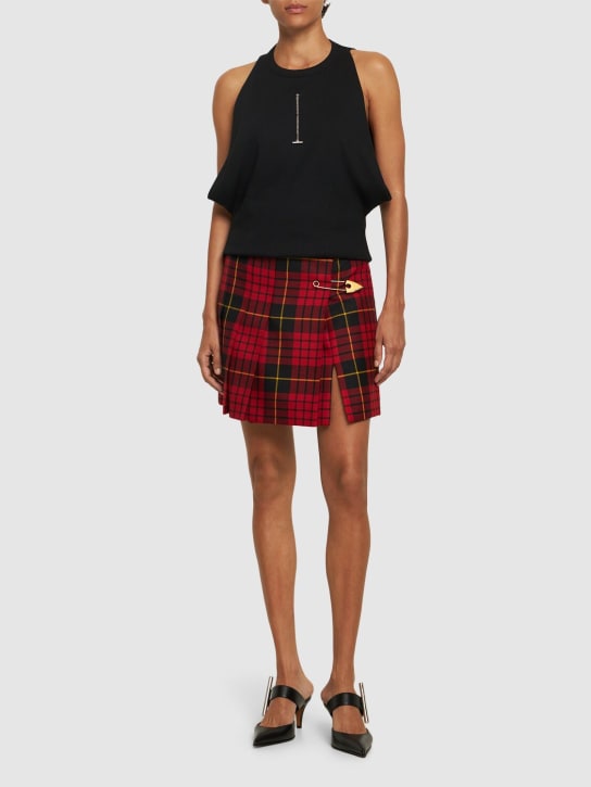 Alexander McQueen: Minifalda de tartán de lana - Rojo/Negro - women_1 | Luisa Via Roma