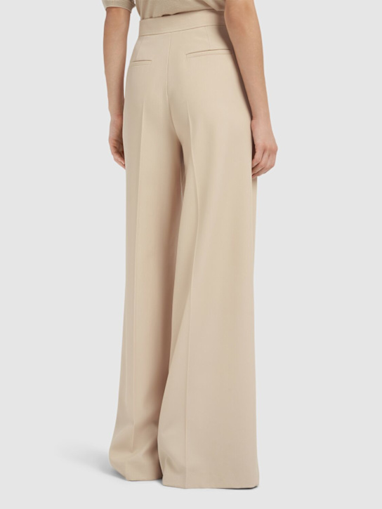 Max Mara: Ninfa gabardine wide pants - Light Beige - women_2 | Luisa Via Roma