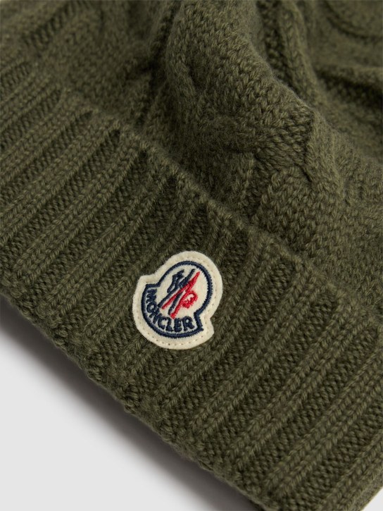Moncler: Cable knit virgin wool beanie hat - kids-boys_1 | Luisa Via Roma