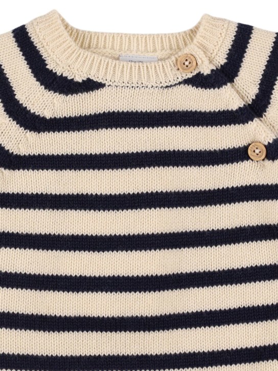 Petit Bateau: Cotton blend knit sweater & pants - Beige/Blue - kids-boys_1 | Luisa Via Roma