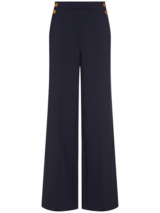 Max Mara: Polonia wool blend wide pants w/ buttons - women_0 | Luisa Via Roma