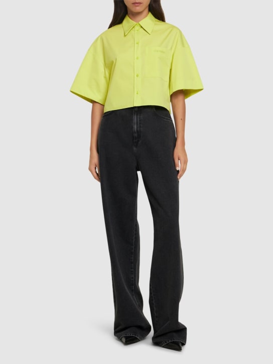 Alexander McQueen: Camisa de algodón popelina - Acid Yellow - women_1 | Luisa Via Roma