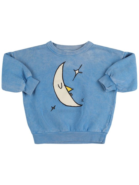 Bobo Choses: Moon print cotton sweatshirt - Light Blue - kids-boys_0 | Luisa Via Roma