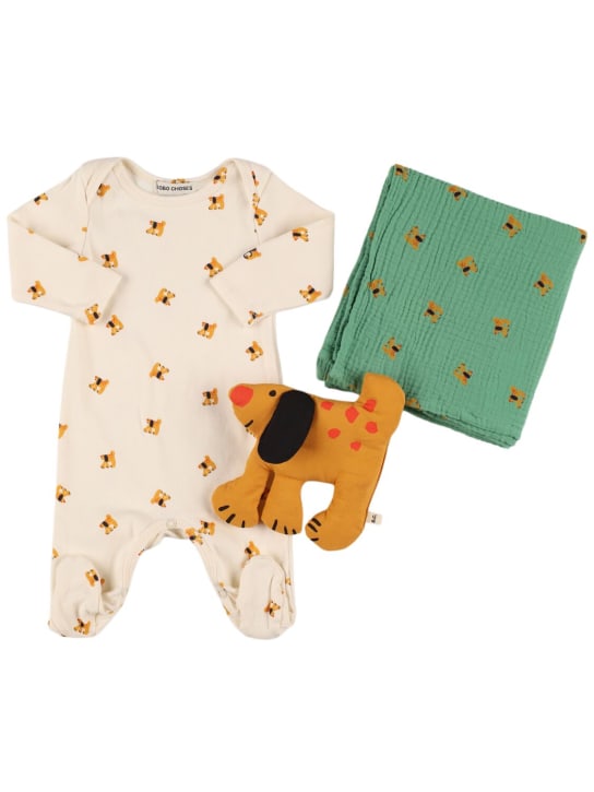 Bobo Choses: Stretch cotton romper, blanket & dog toy - Multicolor - kids-girls_0 | Luisa Via Roma