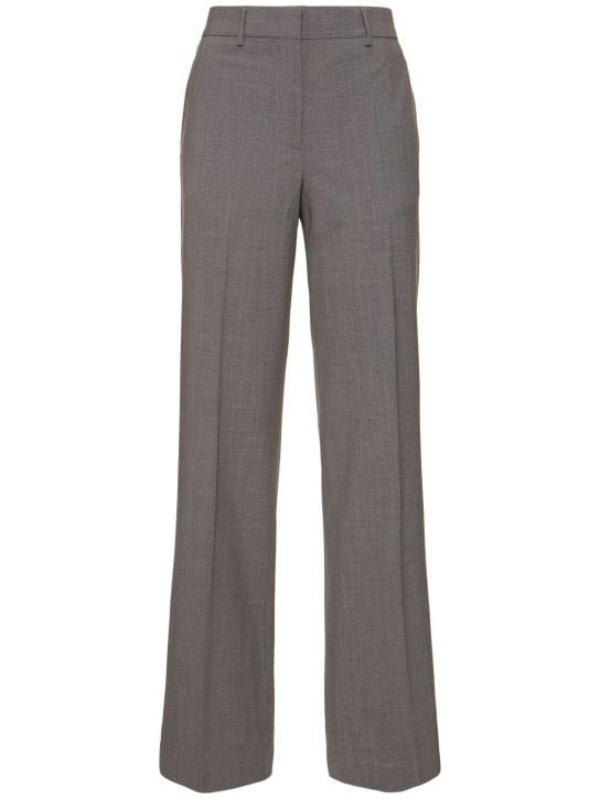 MSGM: Pantalones acampanados de lana - Gris - women_0 | Luisa Via Roma