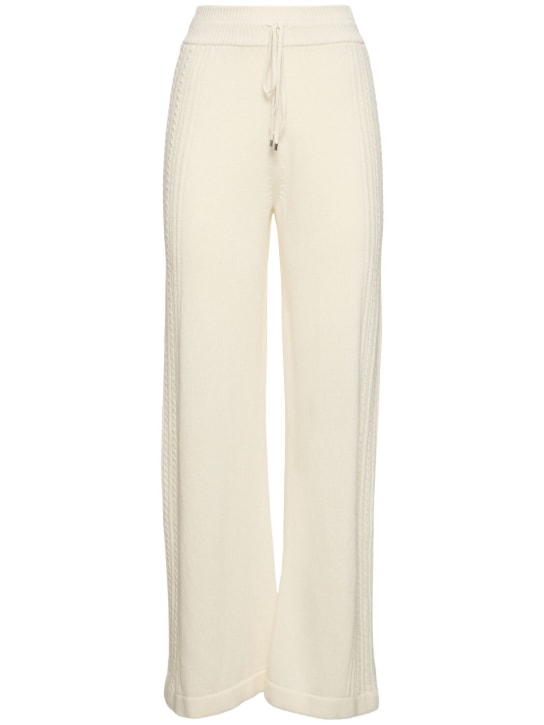 Ermanno Scervino: Pantaloni in maglia ricamata - Bianco - women_0 | Luisa Via Roma