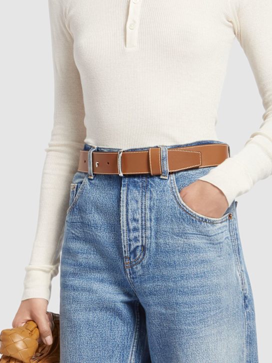 Max Mara: 4cm breiter Ledergürtel „Loop“ - Braun - women_1 | Luisa Via Roma