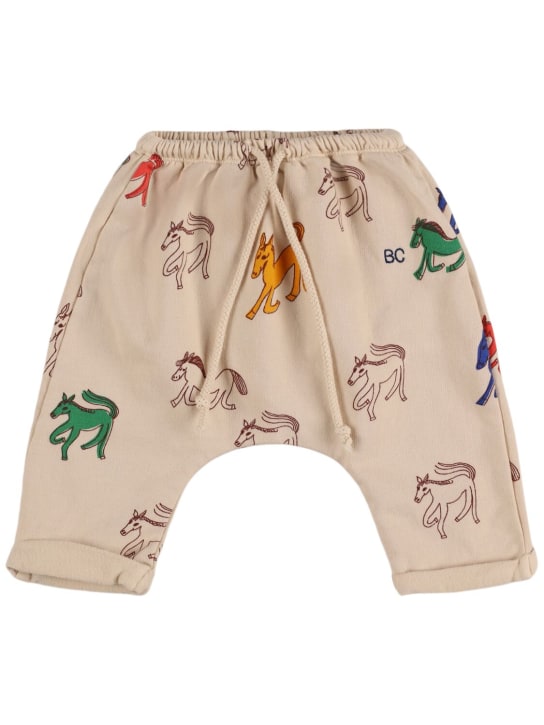 Bobo Choses: Horse print cotton blend sweatpants - White - kids-boys_0 | Luisa Via Roma