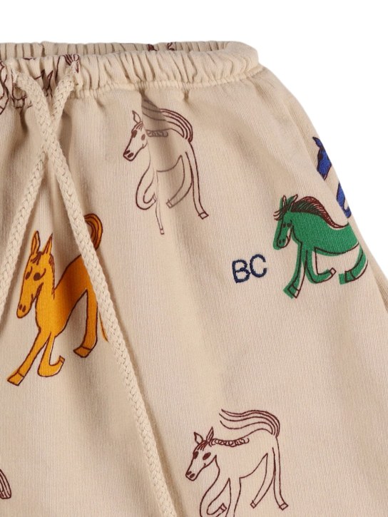 Bobo Choses: Pantaloni in felpa di misto cotone stampa cavalli - Bianco - kids-boys_1 | Luisa Via Roma