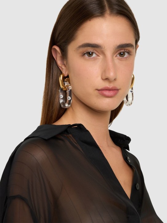 Rabanne: Xl link drop earrings - Gold/Crystal - women_1 | Luisa Via Roma