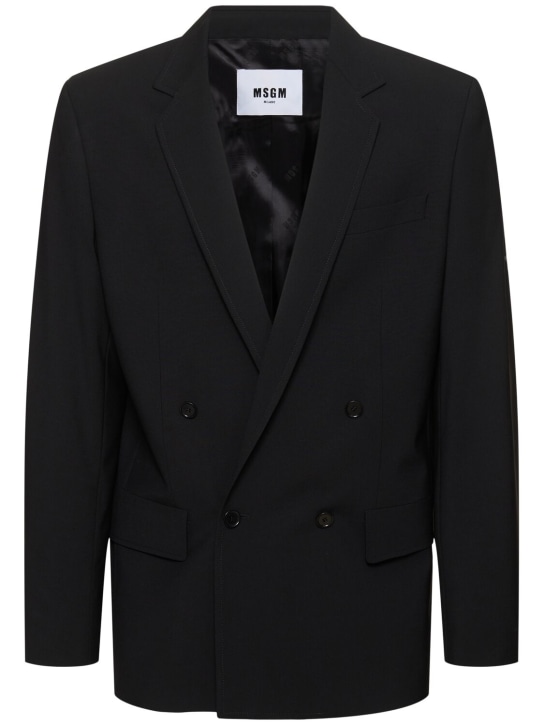 MSGM: Solid lightweight wool blend blazer - Black - men_0 | Luisa Via Roma