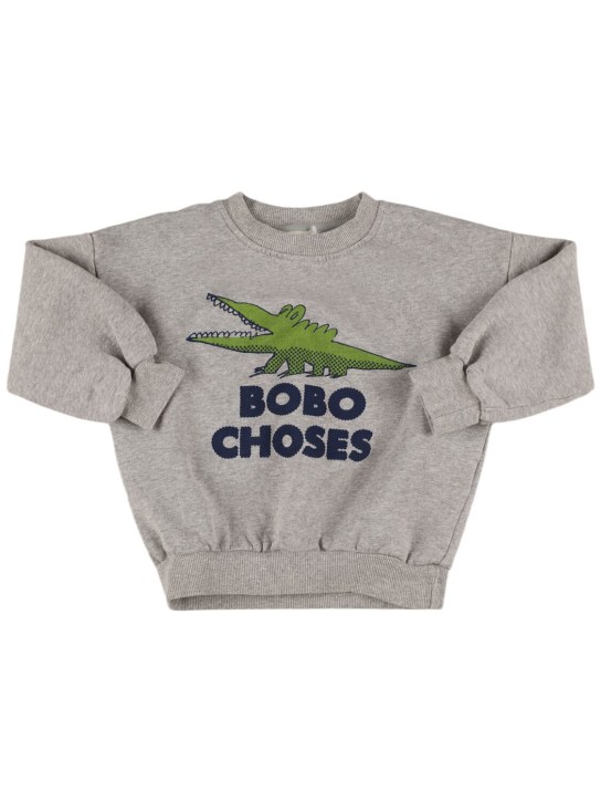 Bobo Choses: Sweat-shirt en coton imprimé crocodile - kids-girls_0 | Luisa Via Roma