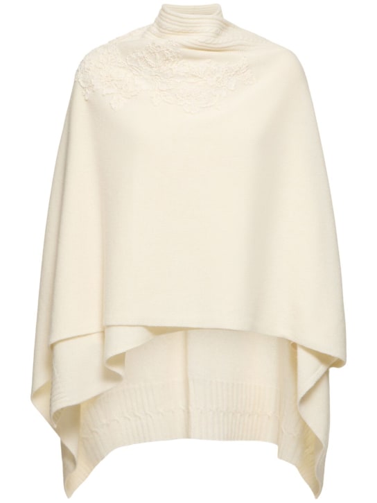 Ermanno Scervino: Embroidered knit cape cardigan - White - women_0 | Luisa Via Roma