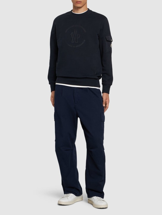 Moncler: Logo cotton sweatshirt - men_1 | Luisa Via Roma
