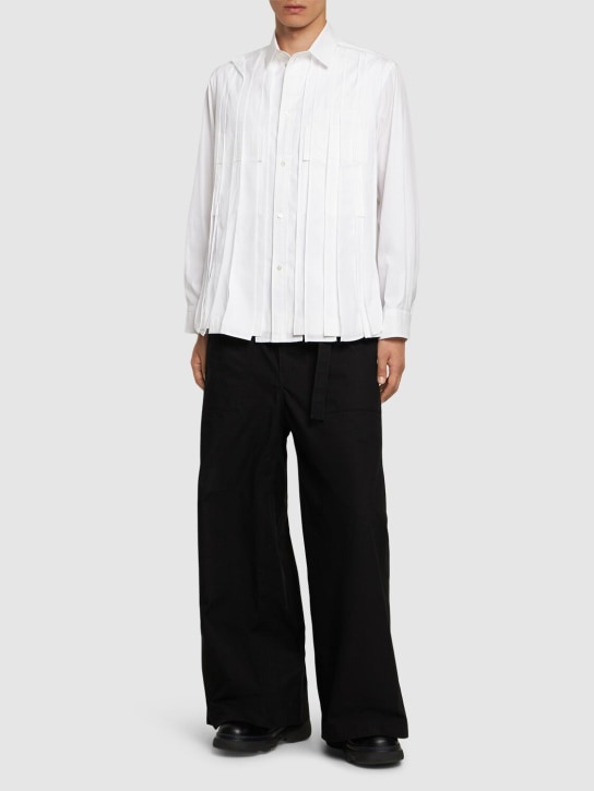 Sacai: Pleated cotton poplin shirt - Off White - men_1 | Luisa Via Roma