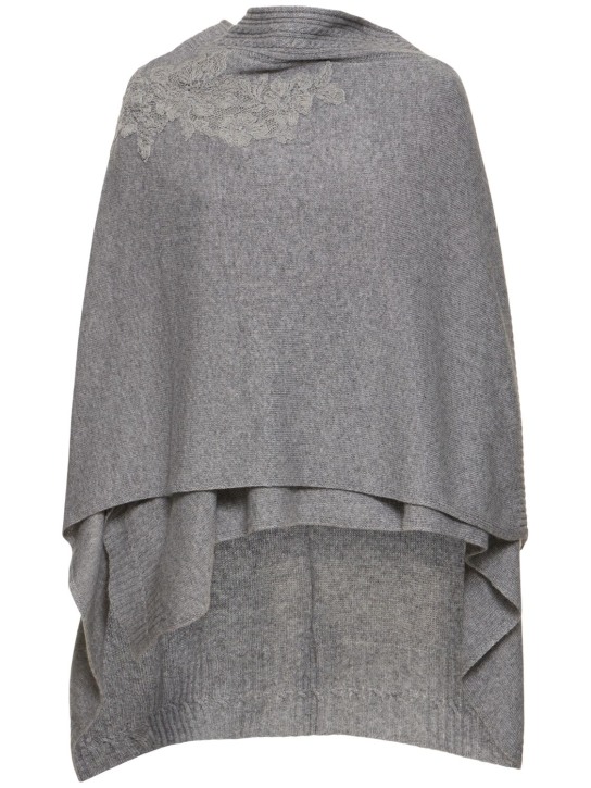 Ermanno Scervino: Embroidered knit cape cardigan - Grey - women_0 | Luisa Via Roma