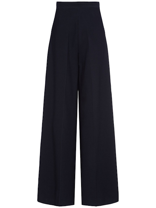 Max Mara: Osol wool blend wide pants - Blue - women_3 | Luisa Via Roma