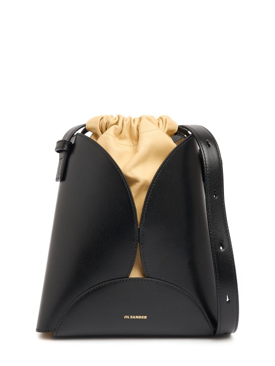 Jil Sander: Sac bandoulière en cuir palmellato Ellipse - Noir - women_0 | Luisa Via Roma