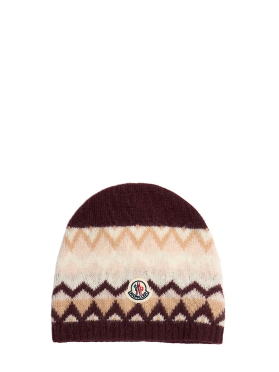 Moncler: Cappello beanie in lana vergine cardata - kids-girls_0 | Luisa Via Roma