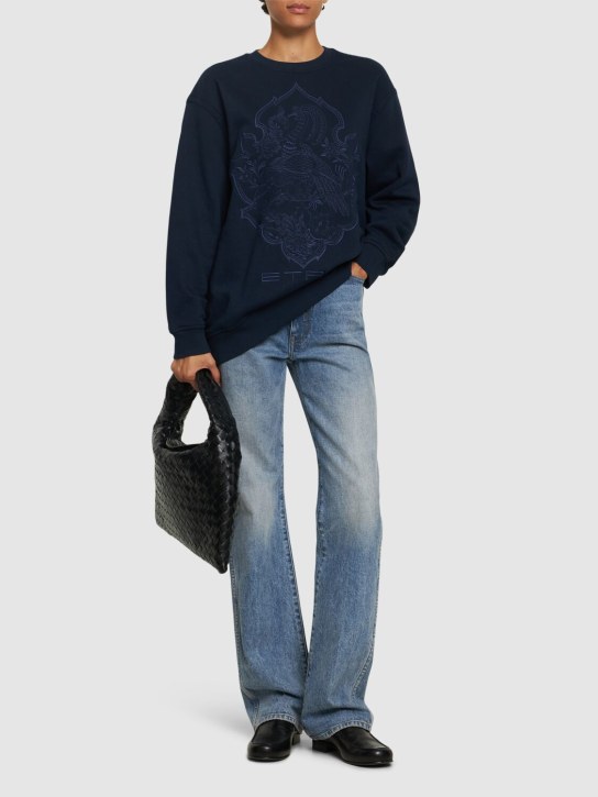 Etro: Embroidered logo jersey sweatshirt - women_1 | Luisa Via Roma
