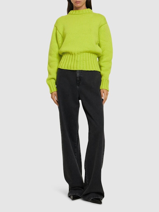 Alexander McQueen: Suéter de lana y cashmere - Acid Yellow - women_1 | Luisa Via Roma