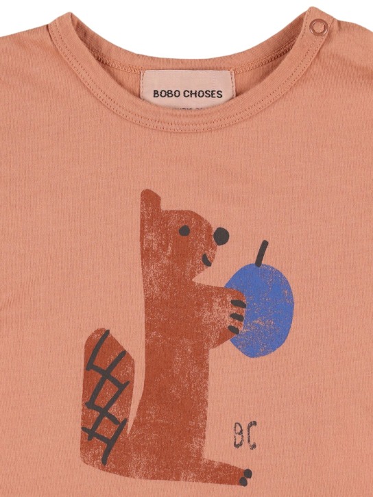 Bobo Choses: Squirrel printed cotton t-shirt - Pink - kids-girls_1 | Luisa Via Roma