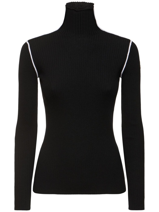 Moncler: Virgin wool turtleneck sweater - Black - women_0 | Luisa Via Roma