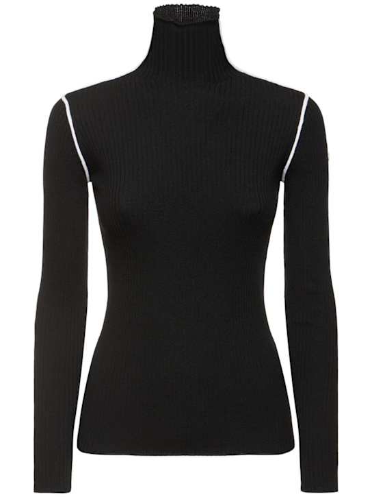 Moncler: Virgin wool turtleneck sweater - women_0 | Luisa Via Roma