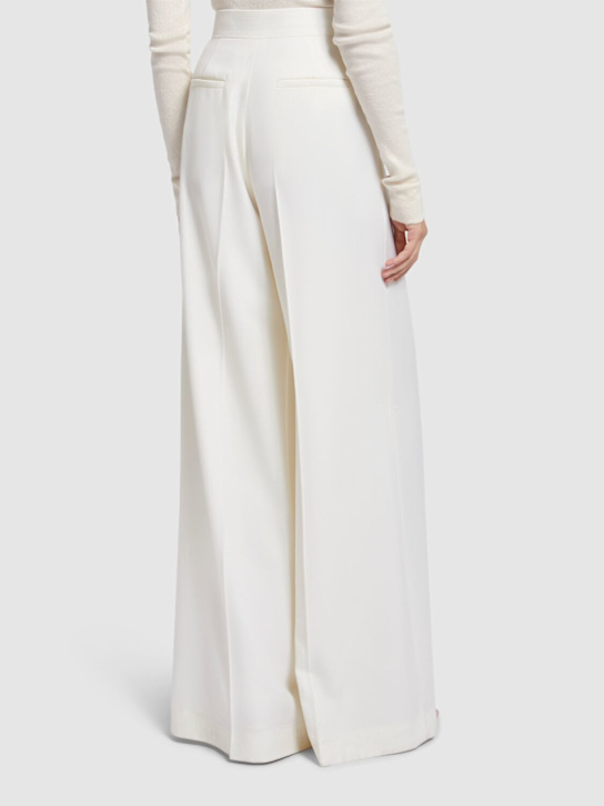 Max Mara: Ninfa gabardine wide pants - White - women_2 | Luisa Via Roma
