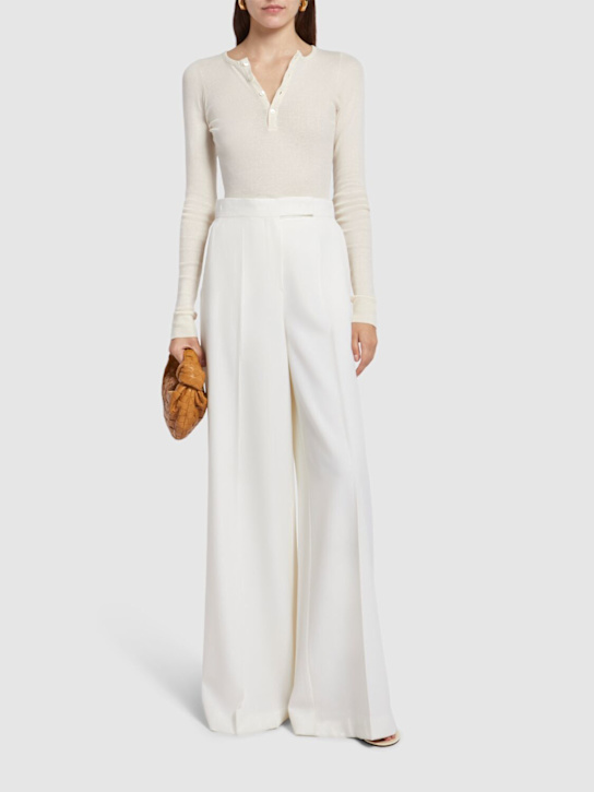 Max Mara: Ninfa gabardine wide pants - White - women_1 | Luisa Via Roma