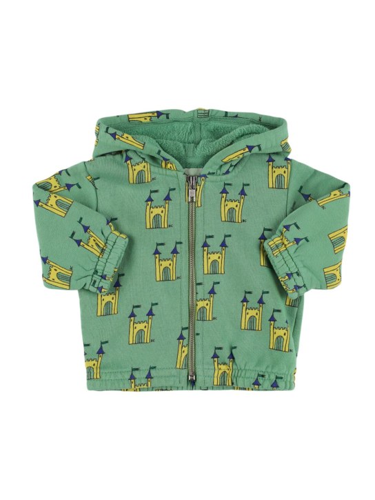 Bobo Choses: Castle print organic cotton sweatshirt - Green - kids-boys_0 | Luisa Via Roma