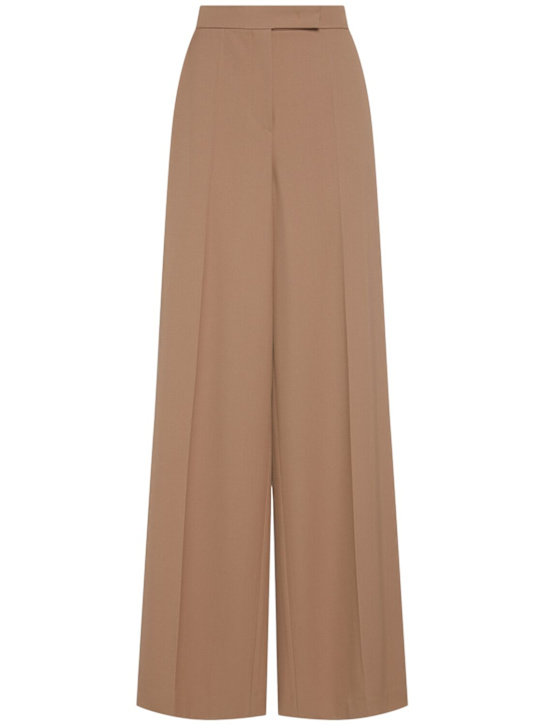 Max Mara: Ninfa gabardine wide pants - Camel - women_0 | Luisa Via Roma