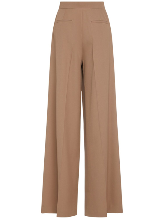 Max Mara: Ninfa gabardine wide pants - Camel - women_3 | Luisa Via Roma