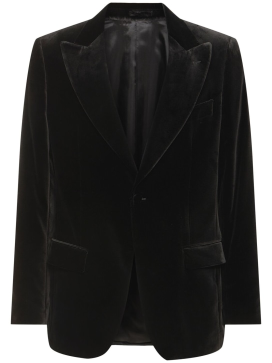 Lardini: Attitude velvet blazer - Black - men_0 | Luisa Via Roma