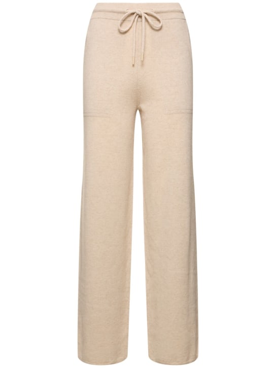 Max Mara: Rino wool knit wide jogger pants - Beige - women_0 | Luisa Via Roma