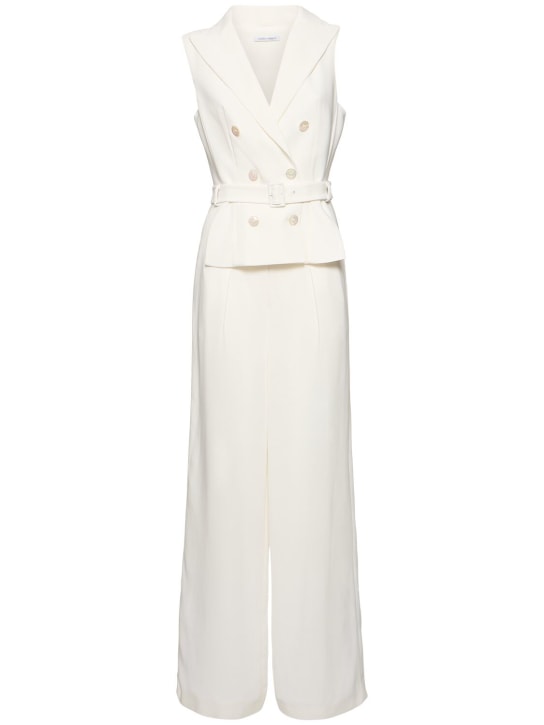 Alberta Ferretti: Sleeveless stretch cady jumpsuit - Ivory - women_0 | Luisa Via Roma