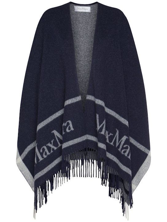 Max Mara: Hilde fringed wool poncho - women_0 | Luisa Via Roma