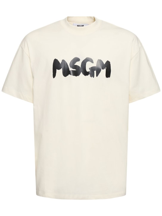 MSGM: MSGM logo T恤 - 米白色 - men_0 | Luisa Via Roma