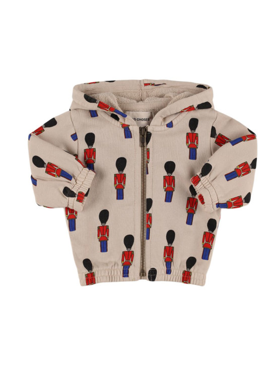 Bobo Choses: Soldier print organic cotton sweatshirt - White - kids-boys_0 | Luisa Via Roma