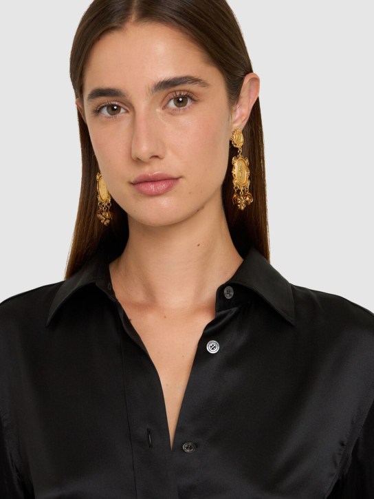 Dolce&Gabbana: Votive medal pendant earrings - Gold - women_1 | Luisa Via Roma